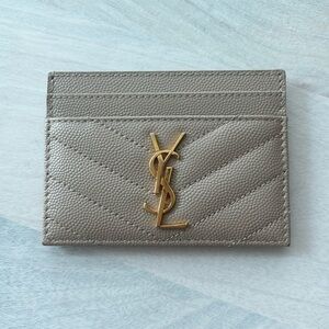 YSL Monogram Card Case in Grained Leather